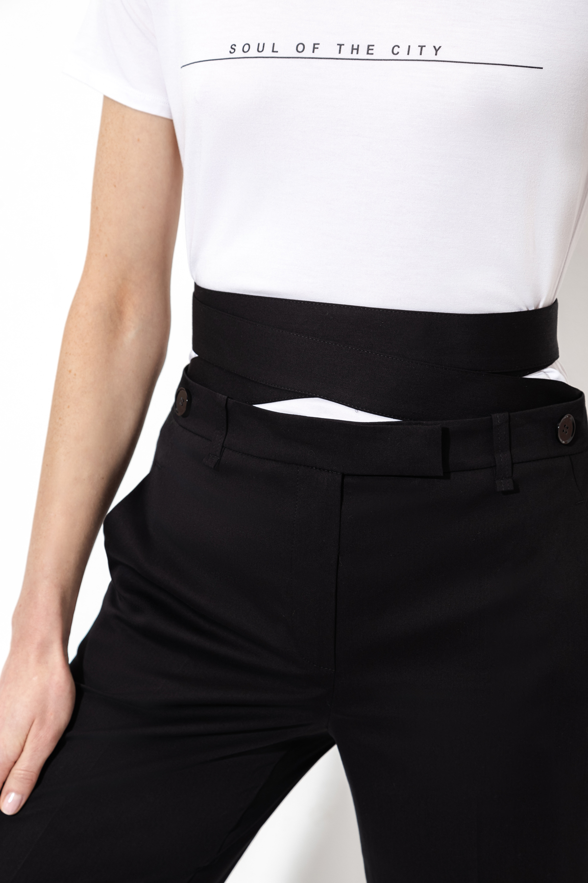 Брюки со съемной деталью VASSA&Co, пол female, цвет black, фото №4