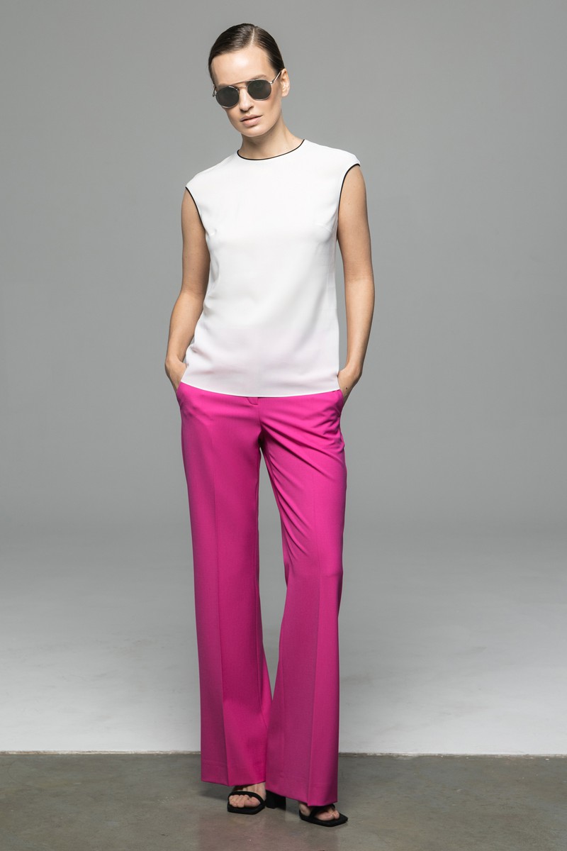 Топ с контрастной отделкой VASSA&Co, пол женский, цвет белый, фото №3