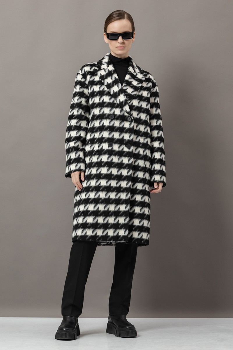 Пальто с принтом VASSA&Co, пол женский, цвет черный, фото №3