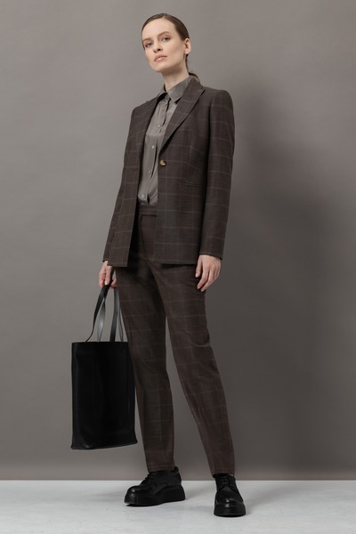 Однобортный жакет VASSA&Co, пол женский, цвет коричневый, фото №5