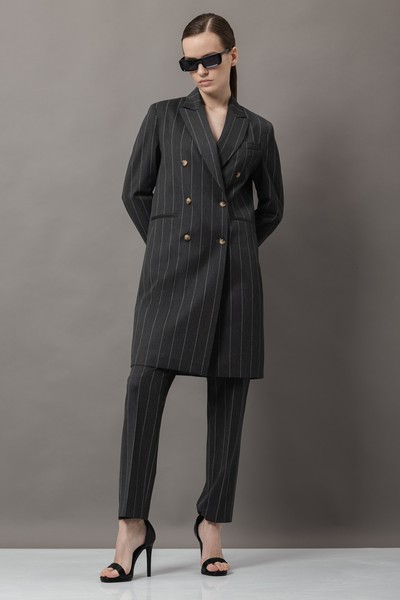 Брюки в полоску VASSA&Co, пол женский, цвет серый, фото №2