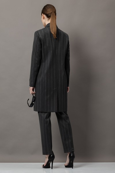 Удлиненный жакет в полоску VASSA&Co, пол женский, цвет серый, фото №6