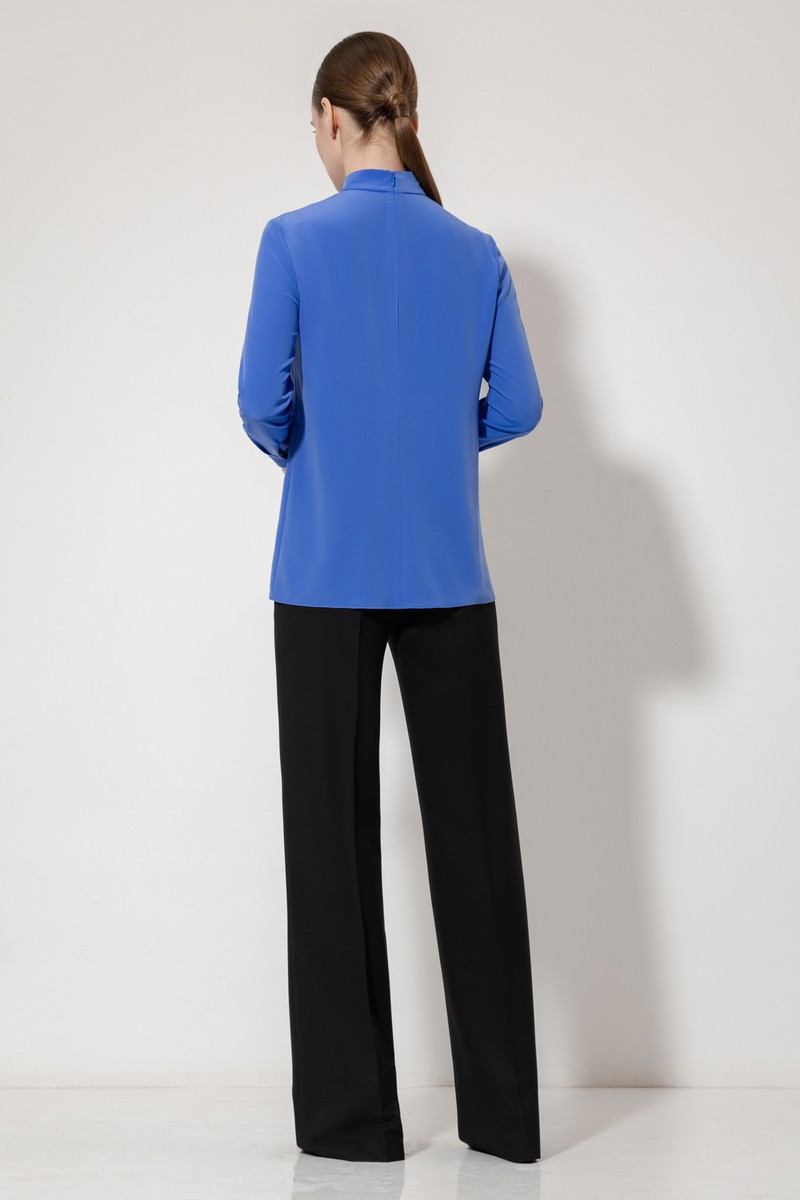 Блузка с декоративными складками VASSA&Co, пол женский, цвет синий, фото №5