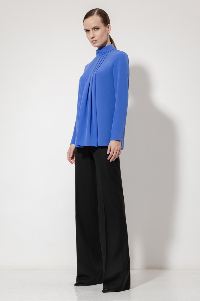 Блузка с декоративными складками VASSA&Co, пол женский, цвет синий, фото №4