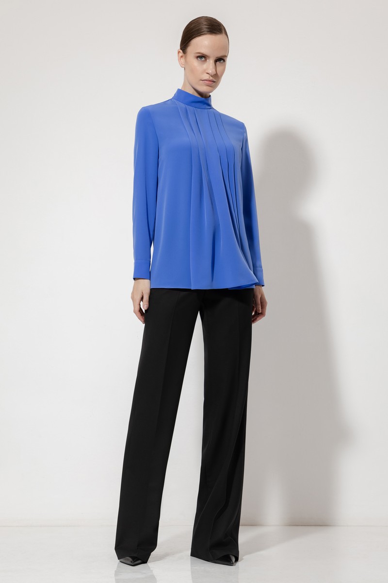 Блузка с декоративными складками VASSA&Co, пол женский, цвет синий, фото №3