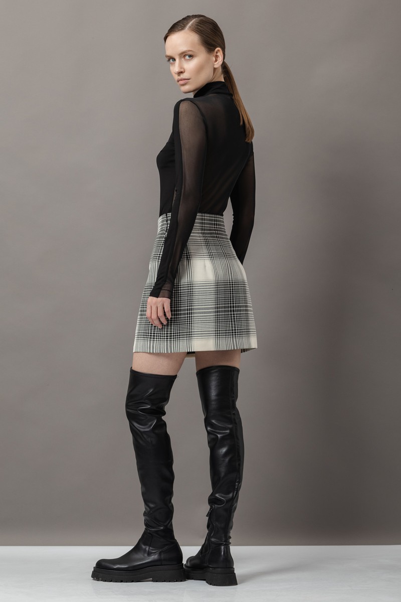 Юбка в крупную клетку VASSA&Co, пол женский, цвет черный, фото №5