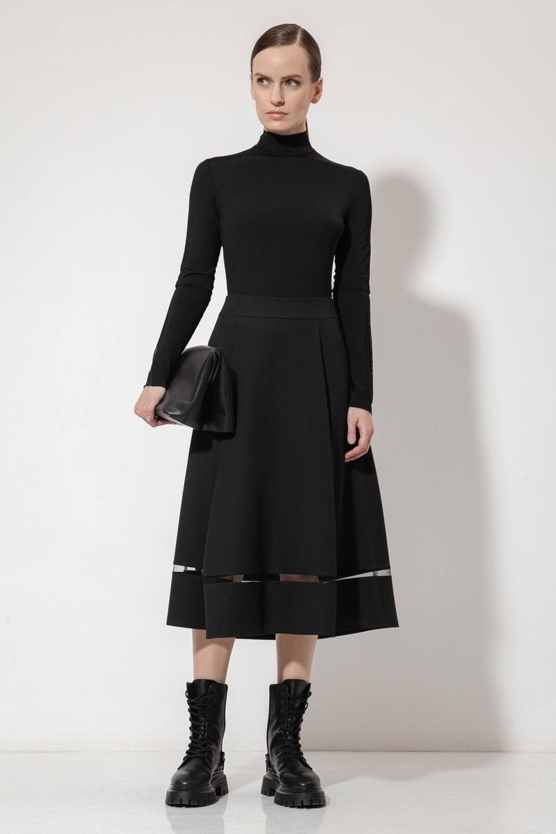 Юбка с деталью из сетки VASSA&Co, пол женский, цвет черный, фото №3