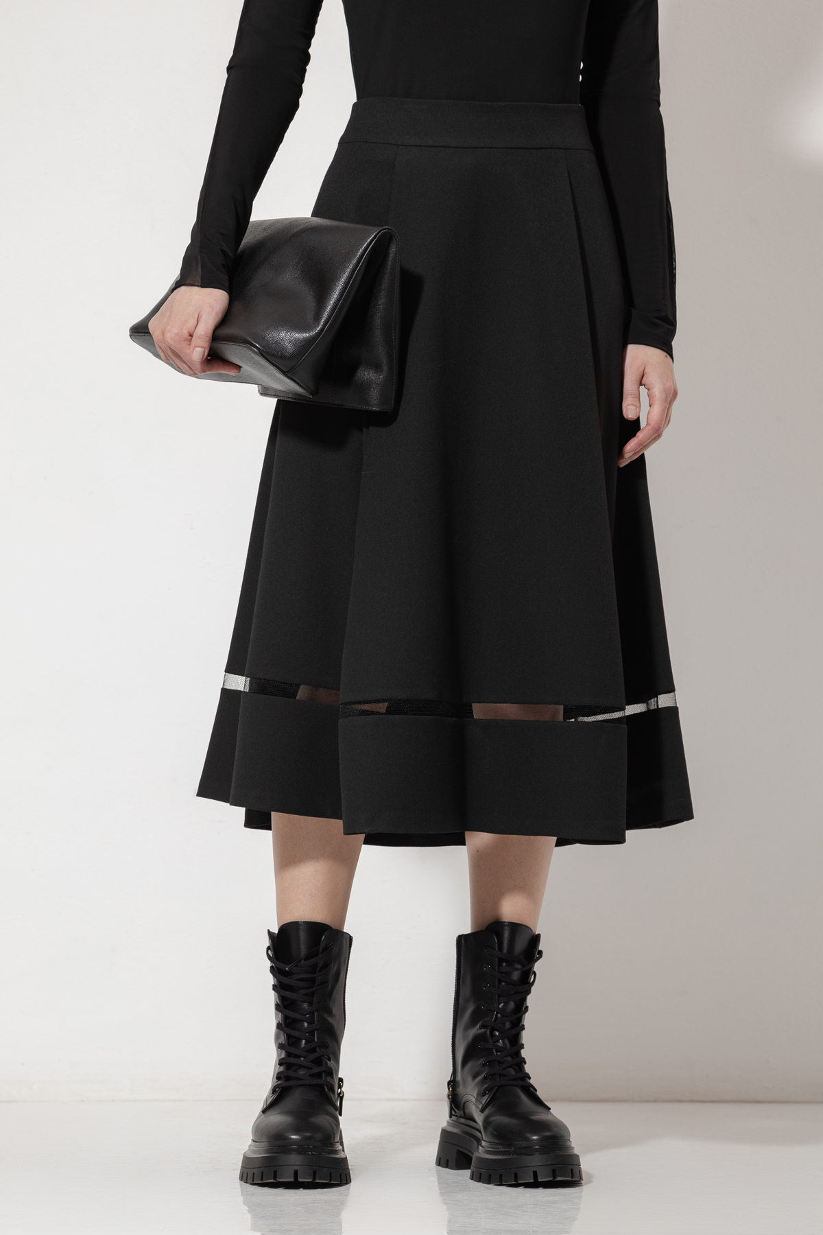 Юбка с деталью из сетки VASSA&Co, пол женский, цвет черный