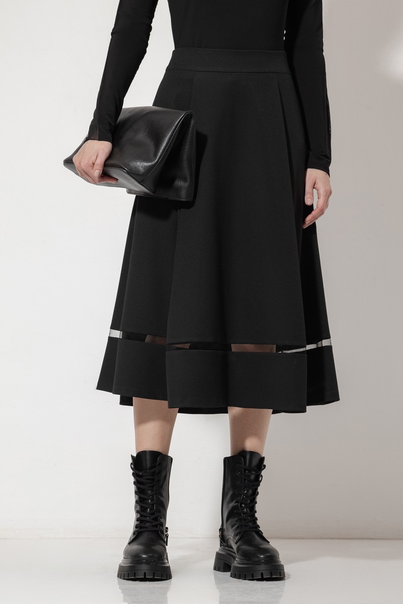 Юбка с деталью из сетки VASSA&Co, пол женский, цвет черный, фото №2