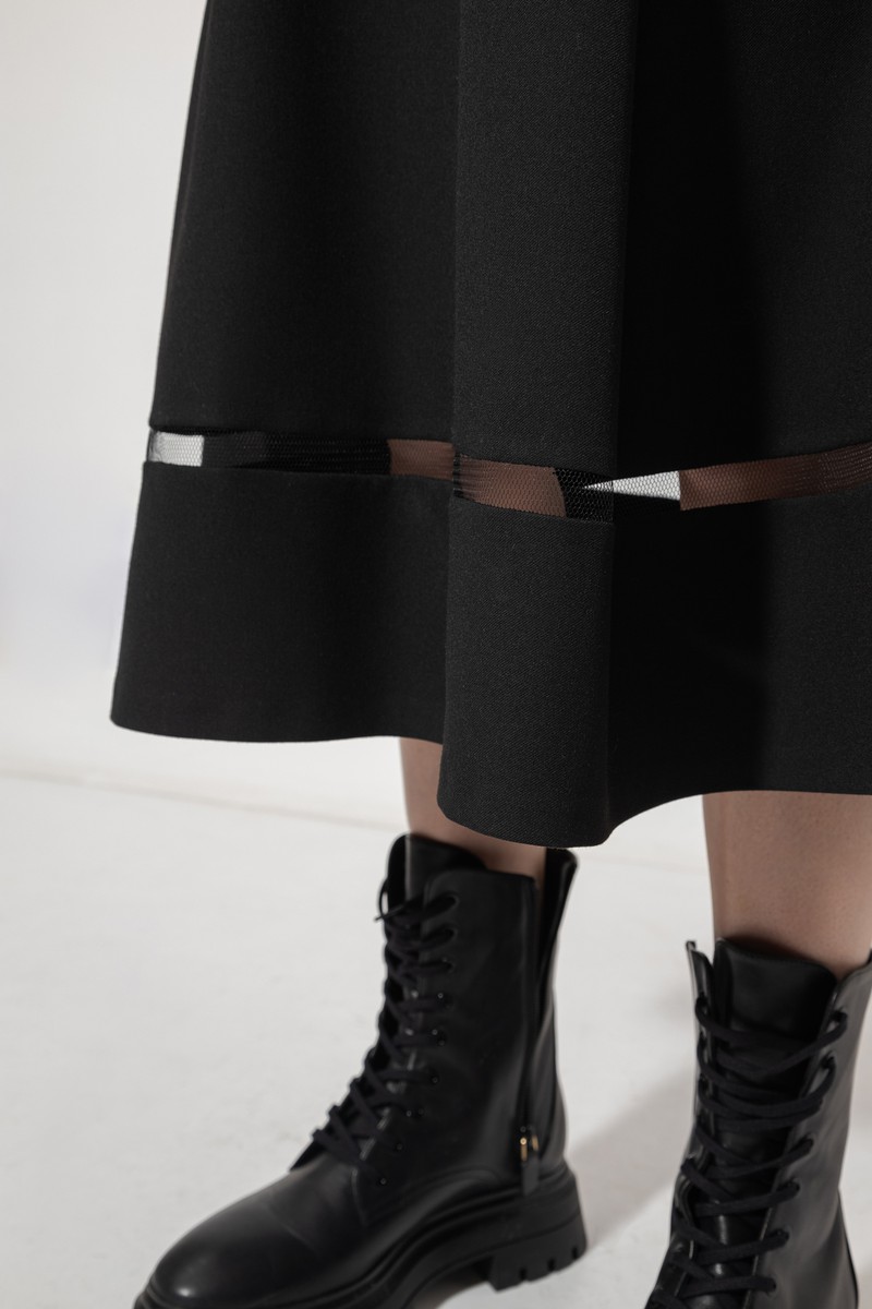 Юбка с деталью из сетки VASSA&Co, пол женский, цвет черный, фото №6