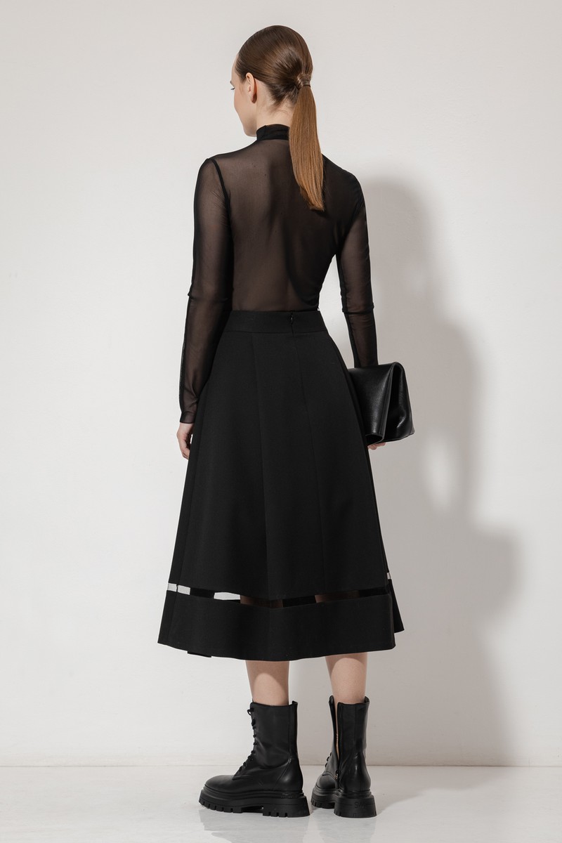 Юбка с деталью из сетки VASSA&Co, пол женский, цвет черный, фото №4