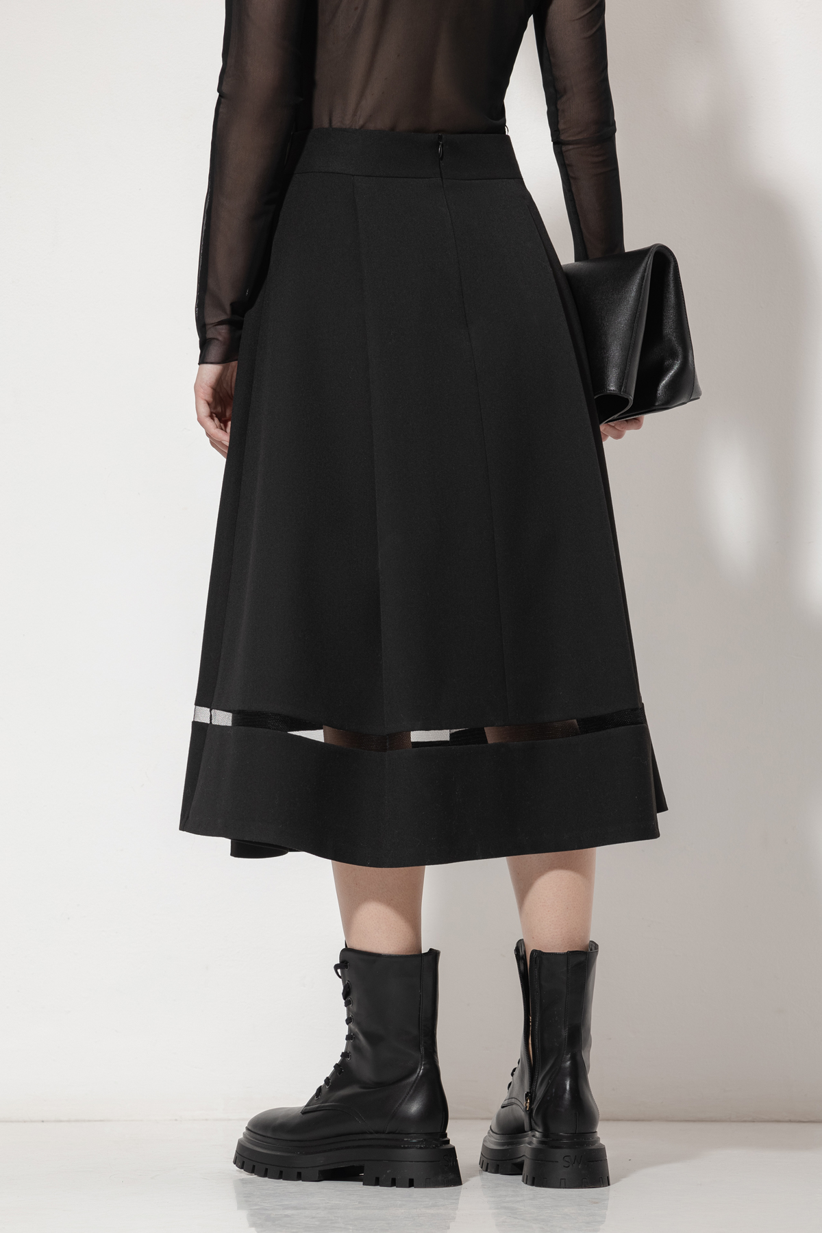 Юбка с деталью из сетки VASSA&Co, пол женский, цвет черный