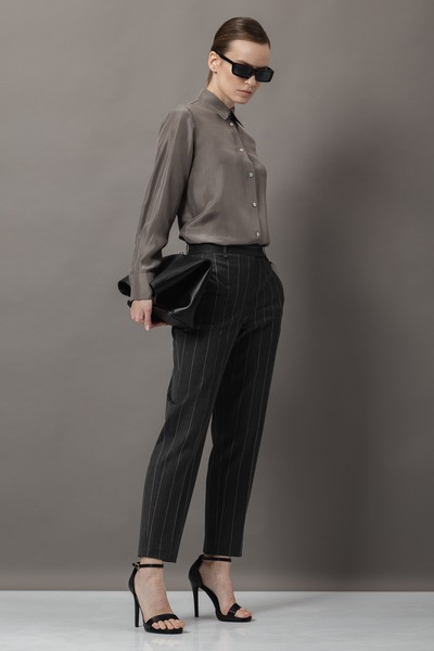 Брюки в полоску VASSA&Co, пол женский, цвет серый, фото №3