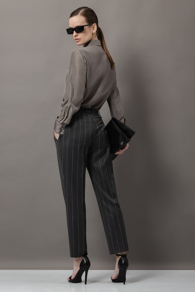 Брюки в полоску VASSA&Co, пол женский, цвет серый, фото №5