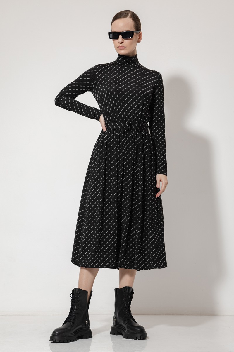 Платье-баллон с принтом VASSA&Co, пол женский, цвет черный, фото №3