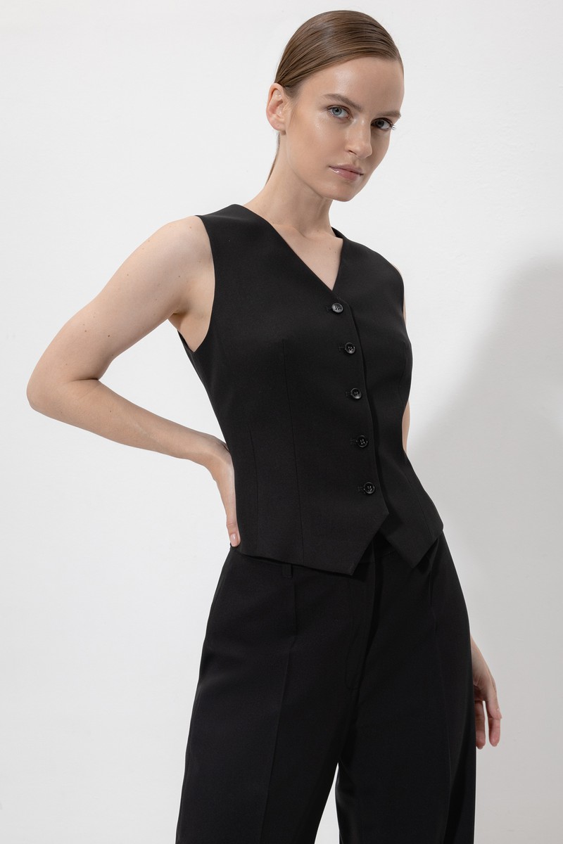 Жилет VASSA&Co, пол женский, цвет черный, фото №5