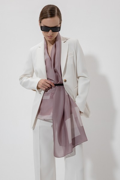 Шарф из шелка VASSA&Co, пол женский, цвет фиолетовый, фото №3