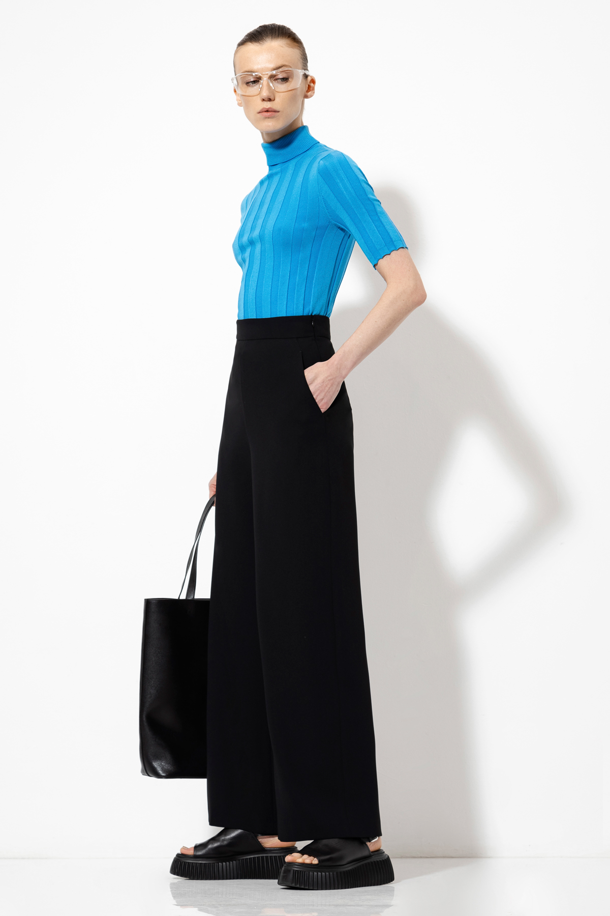 Водолазка с коротким рукавом VASSA&Co, пол женский, цвет синий, фото №4