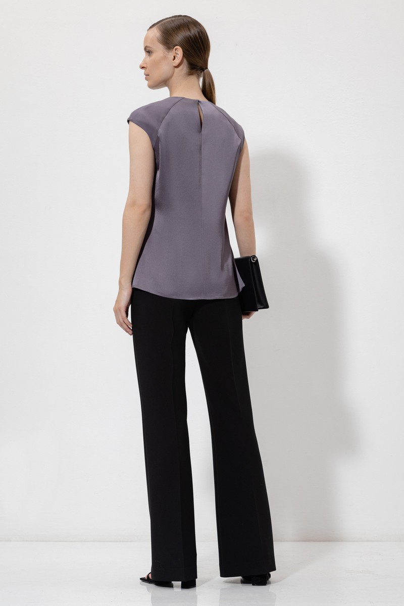 Блузка с фактурными вставками VASSA&Co, пол женский, цвет фиолетовый, фото №4