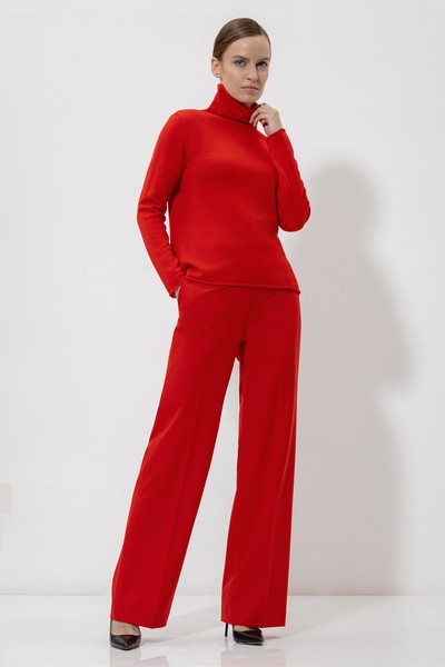 Водолазка свободного кроя из шерсти и кашемира VASSA&Co, пол женский, цвет красный, фото №2