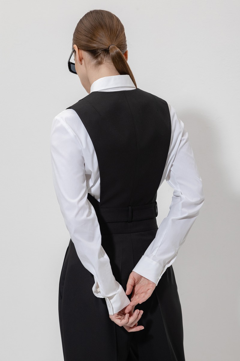 Укороченный жилет VASSA&Co, пол женский, цвет черный, фото №5