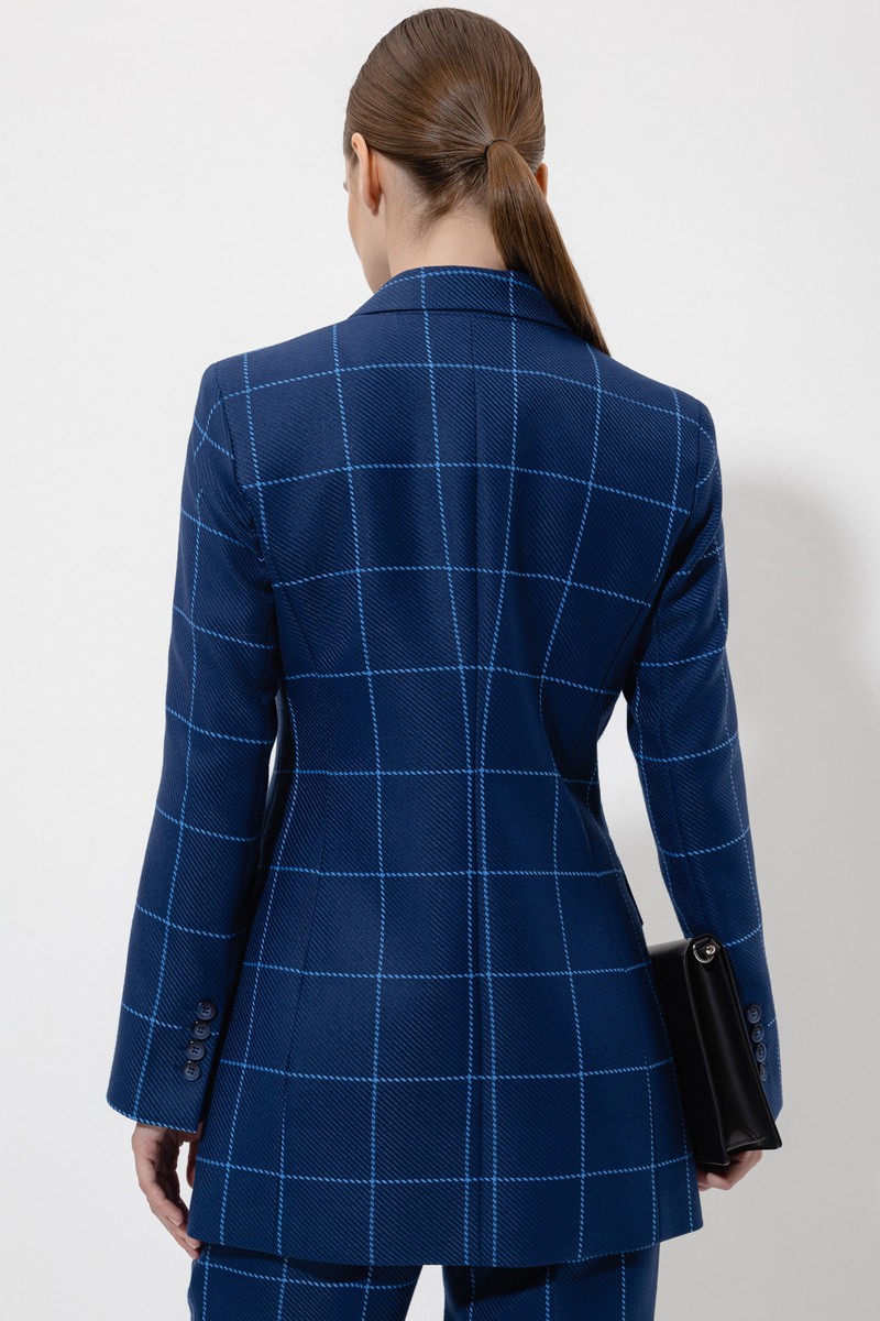 Жакет в клетку VASSA&Co, пол женский, цвет синий, фото №5