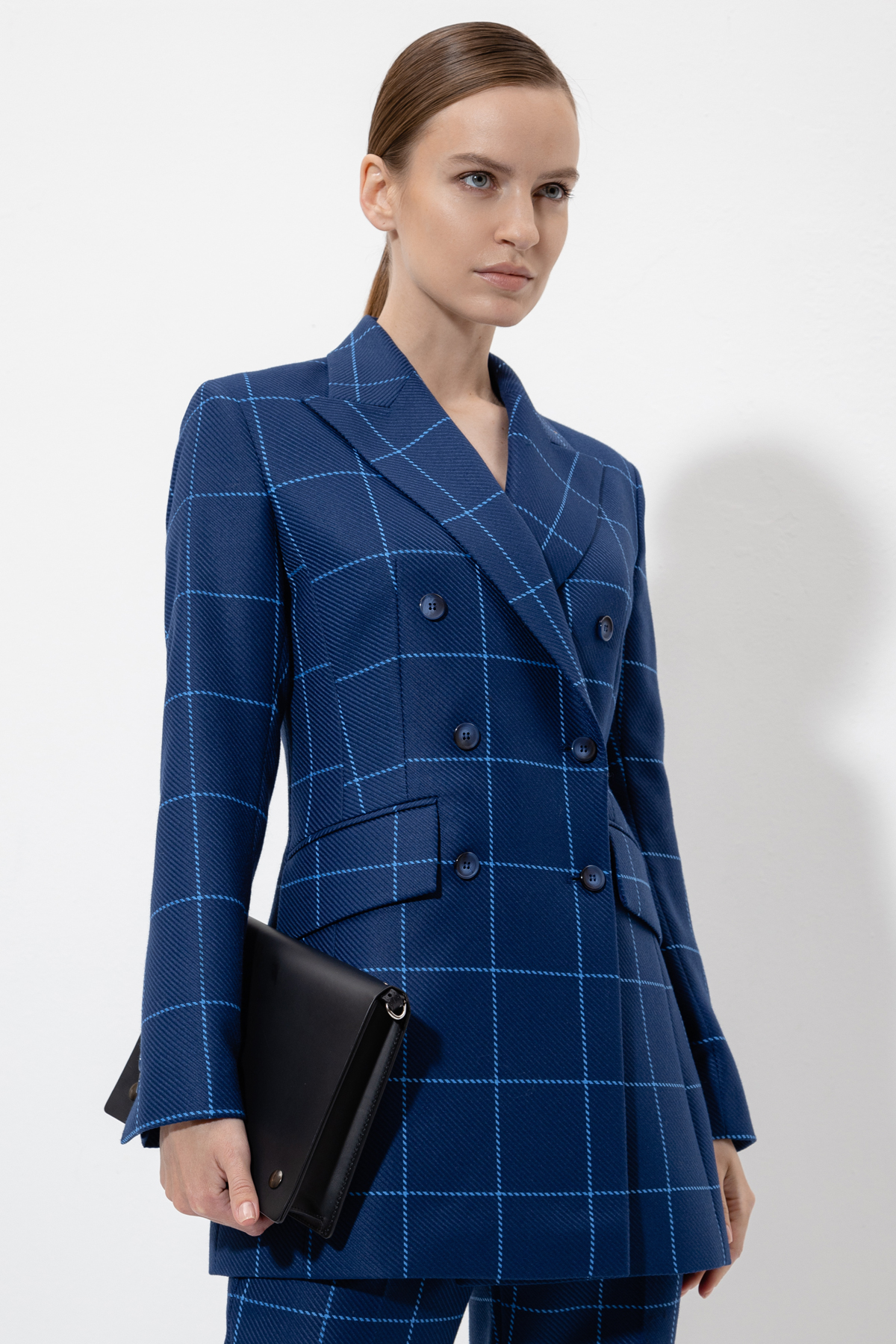 Жакет в клетку VASSA&Co, пол женский, цвет синий