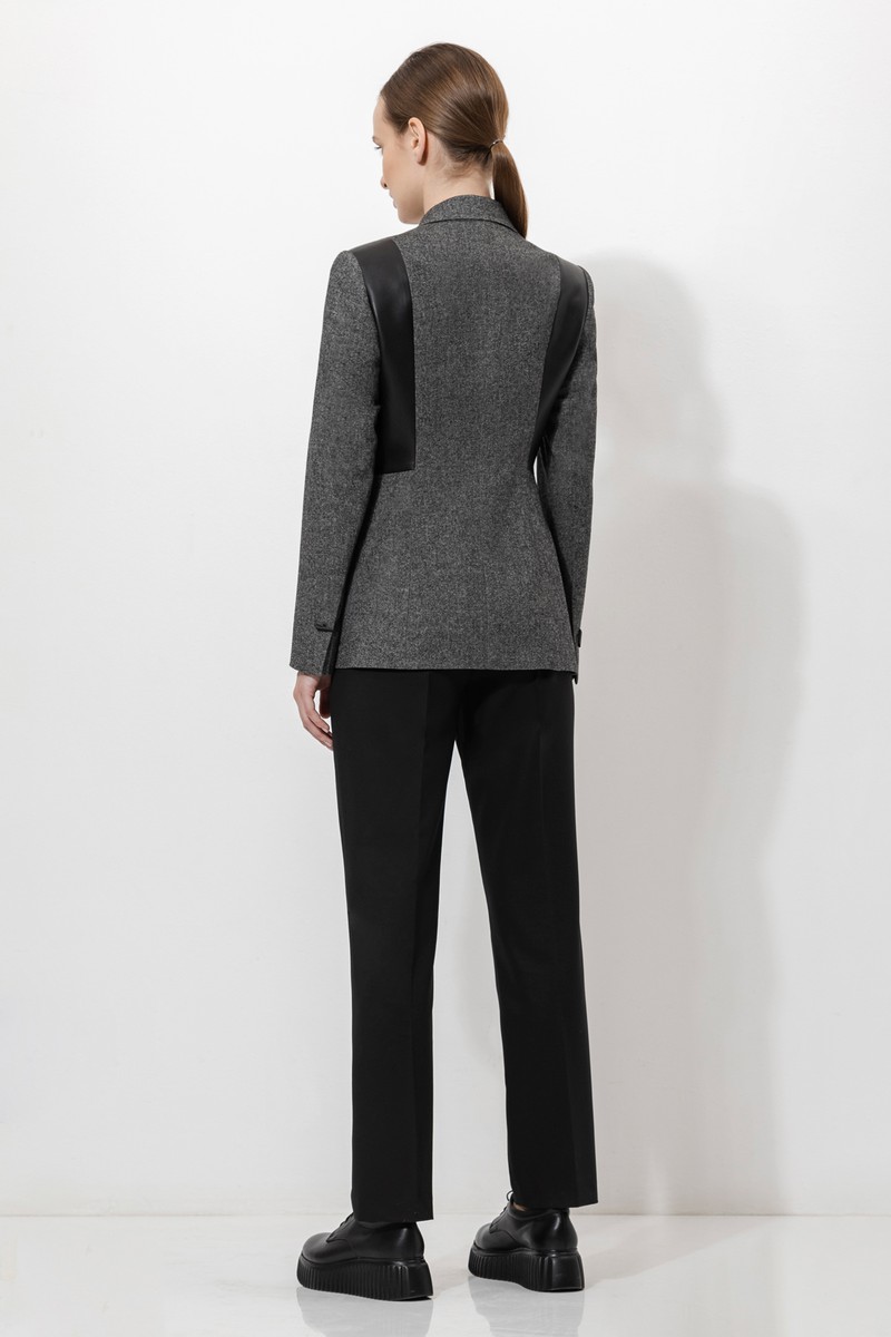 Жакет с деталями из экокожи VASSA&Co, пол женский, цвет серый, фото №4