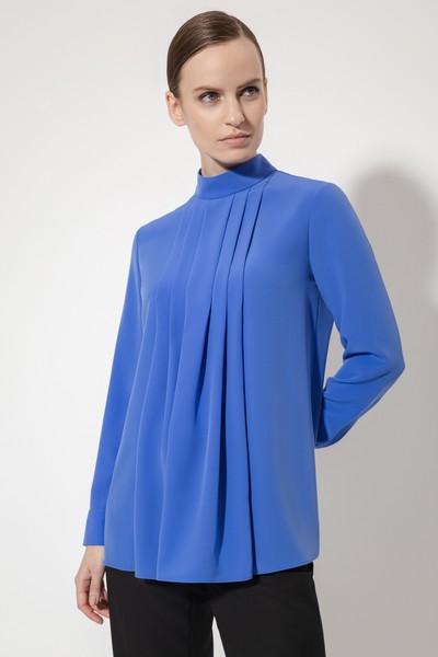 Блузка с декоративными складками VASSA&Co, пол женский, цвет синий, фото №2