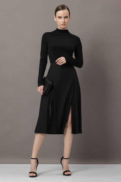 Юбка с разрезами VASSA&Co, пол женский, цвет черный, фото №2