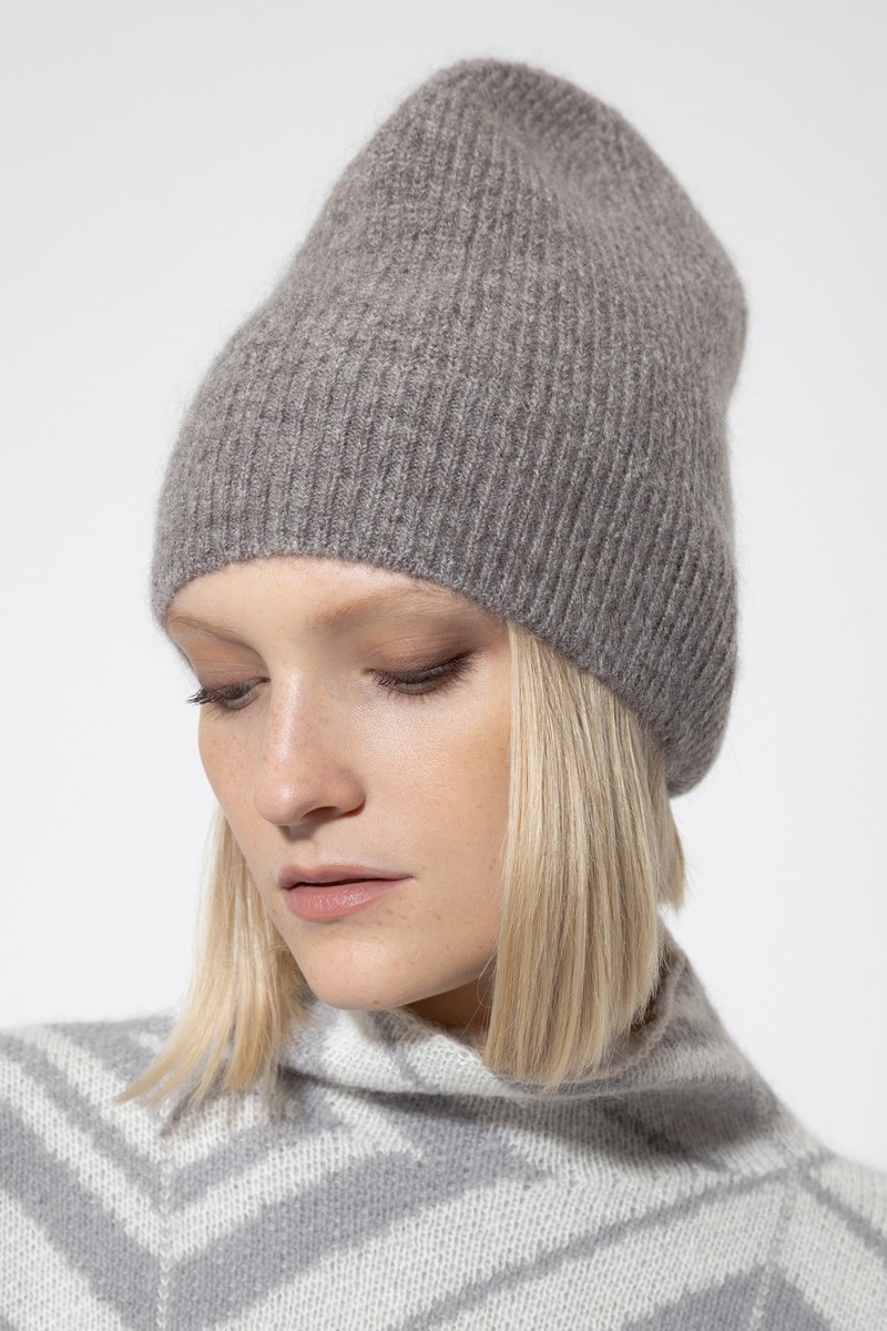 Шапка из вязаной шерсти VASSA&Co, пол female, цвет серый, фото №4