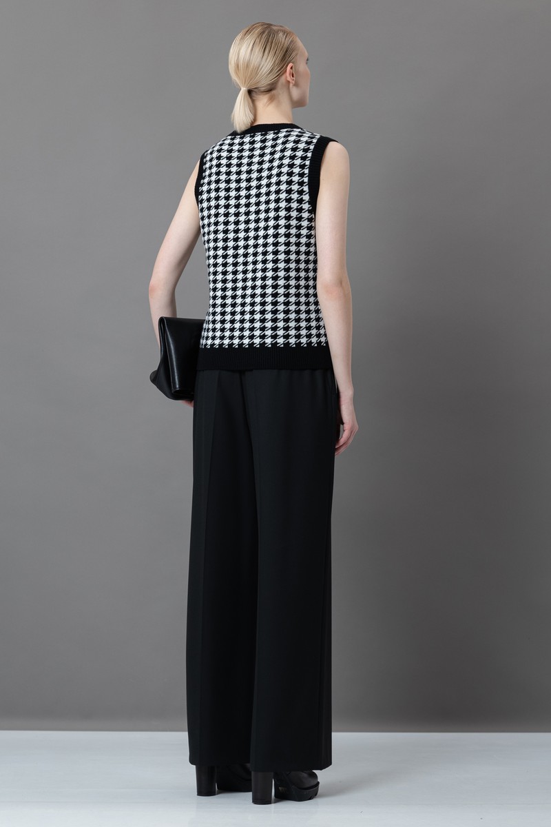 Жилет с жаккардовой вязкой из шерсти и кашемира VASSA&Co, пол женский, цвет черный, фото №4