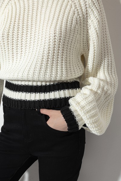 Джемпер крупной вязки VASSA CODE, пол женский, цвет белый, фото №5