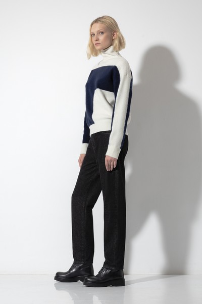 Джемпер с контрастным принтом VASSA CODE, пол женский, цвет синий, фото №3