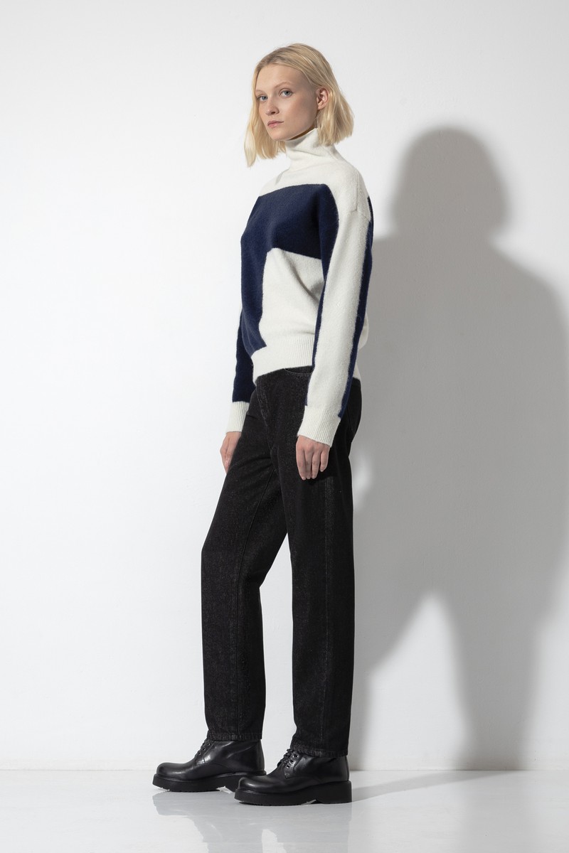 Джемпер с контрастным принтом VASSA CODE, пол женский, цвет синий, фото №3