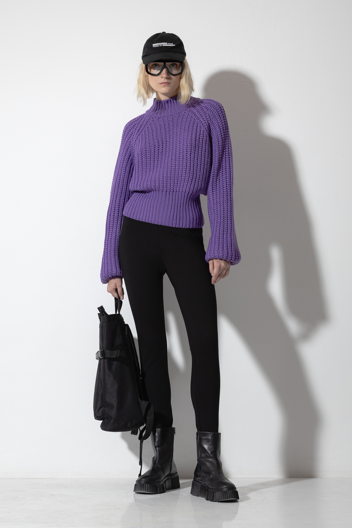 Джемпер крупной вязки VASSA CODE, пол женский, цвет фиолетовый