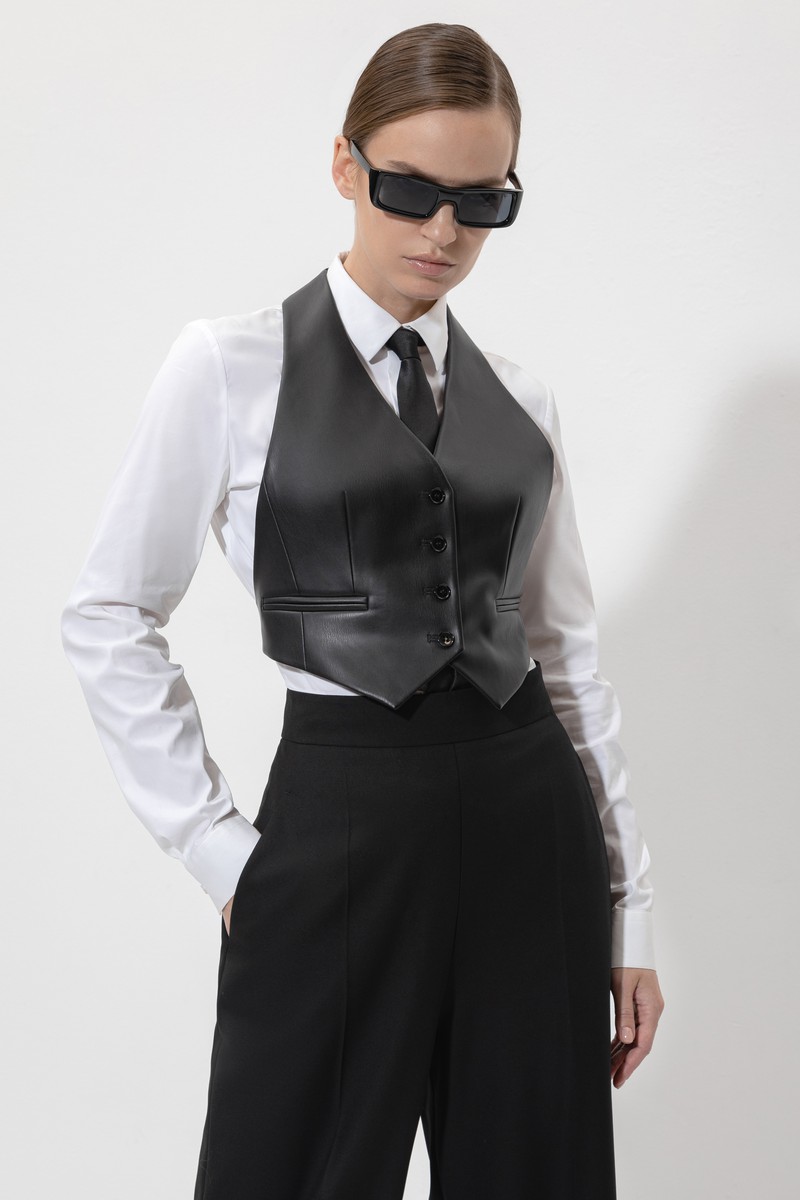 Жилет с открытой спиной VASSA&Co, пол женский, цвет черный, фото №5