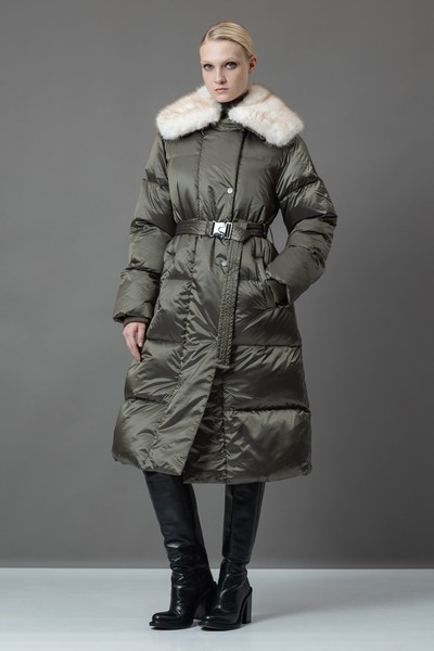 Пуховик со съемным воротником VASSA&Co, пол женский, цвет зеленый, фото №5