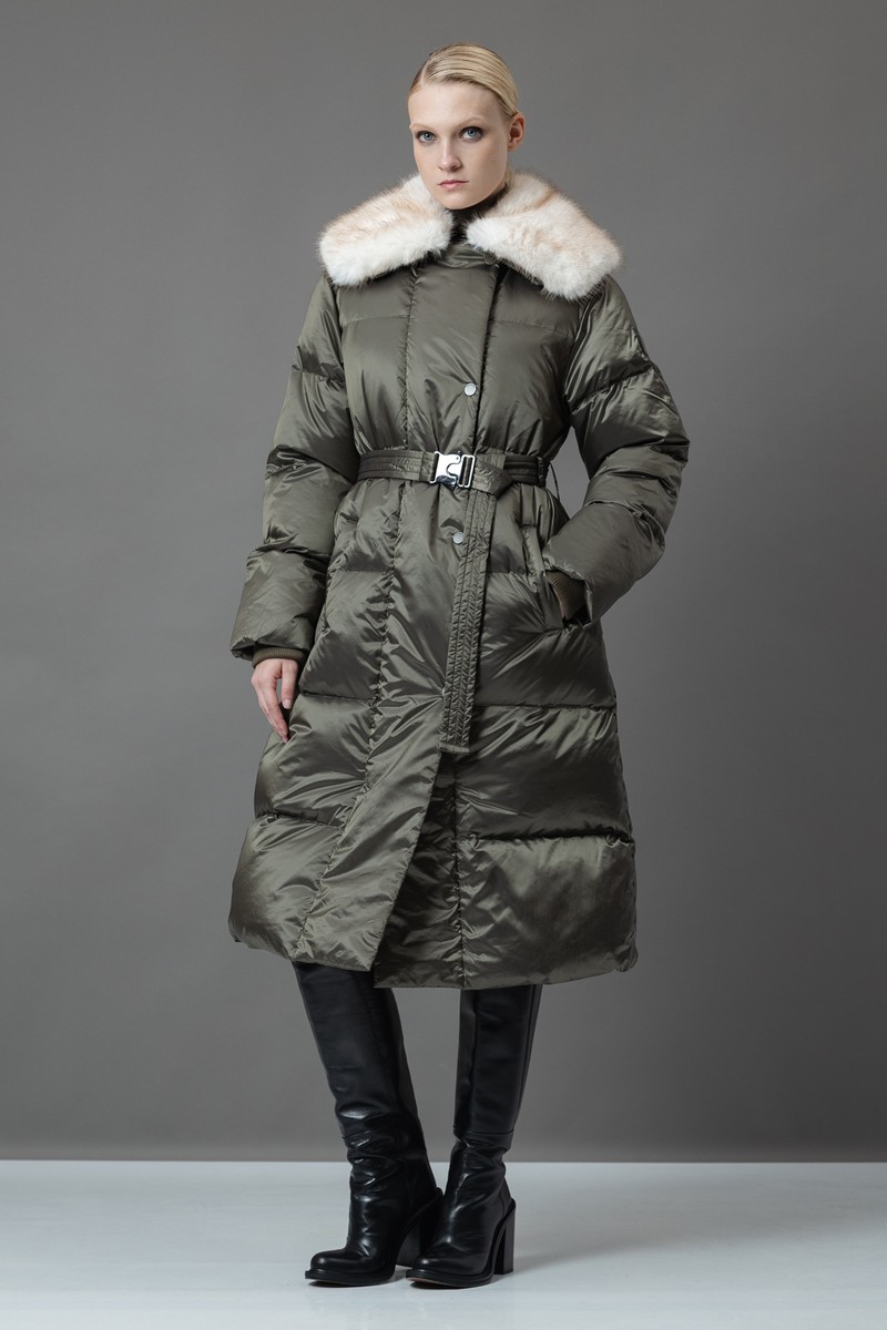 Пуховик со съемным воротником VASSA&Co, пол женский, цвет зеленый, фото №5