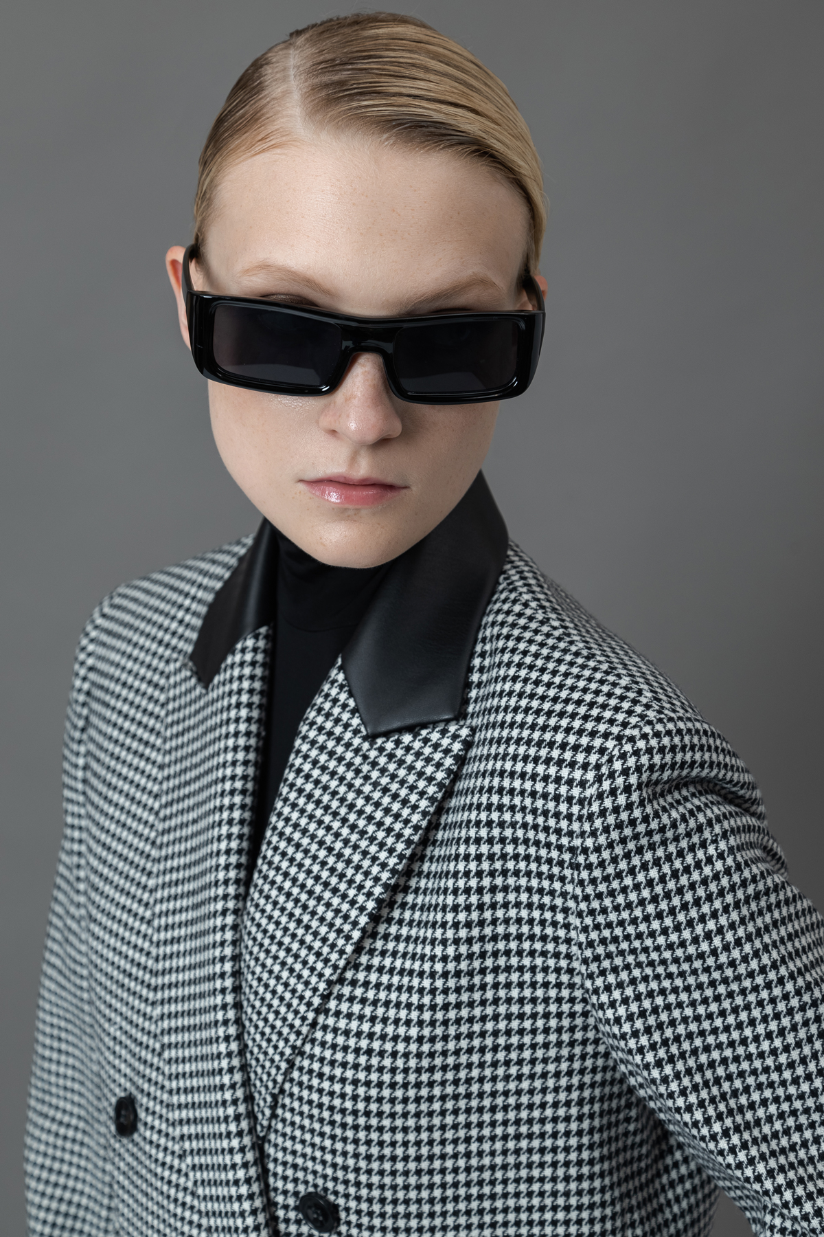 Двубортный жакет в гусиную лапку VASSA&Co, пол female, цвет Black