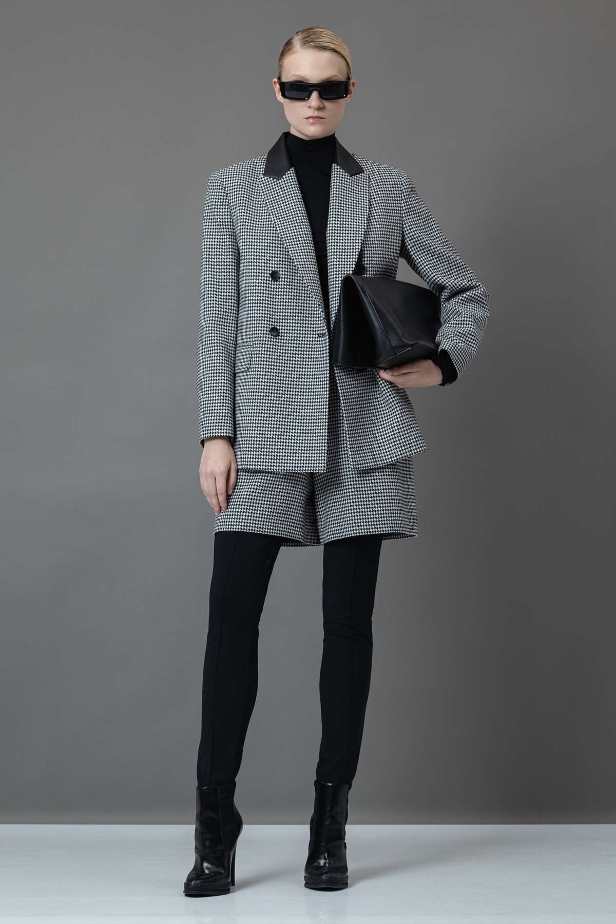 Двубортный жакет в гусиную лапку VASSA&Co, пол female, цвет Black