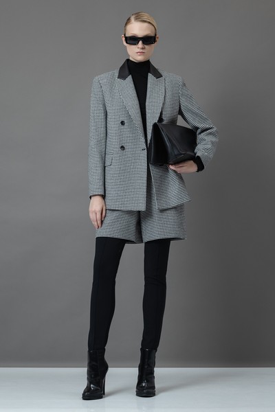 Двубортный жакет в гусиную лапку VASSA&Co, пол женский, цвет черный, фото №2