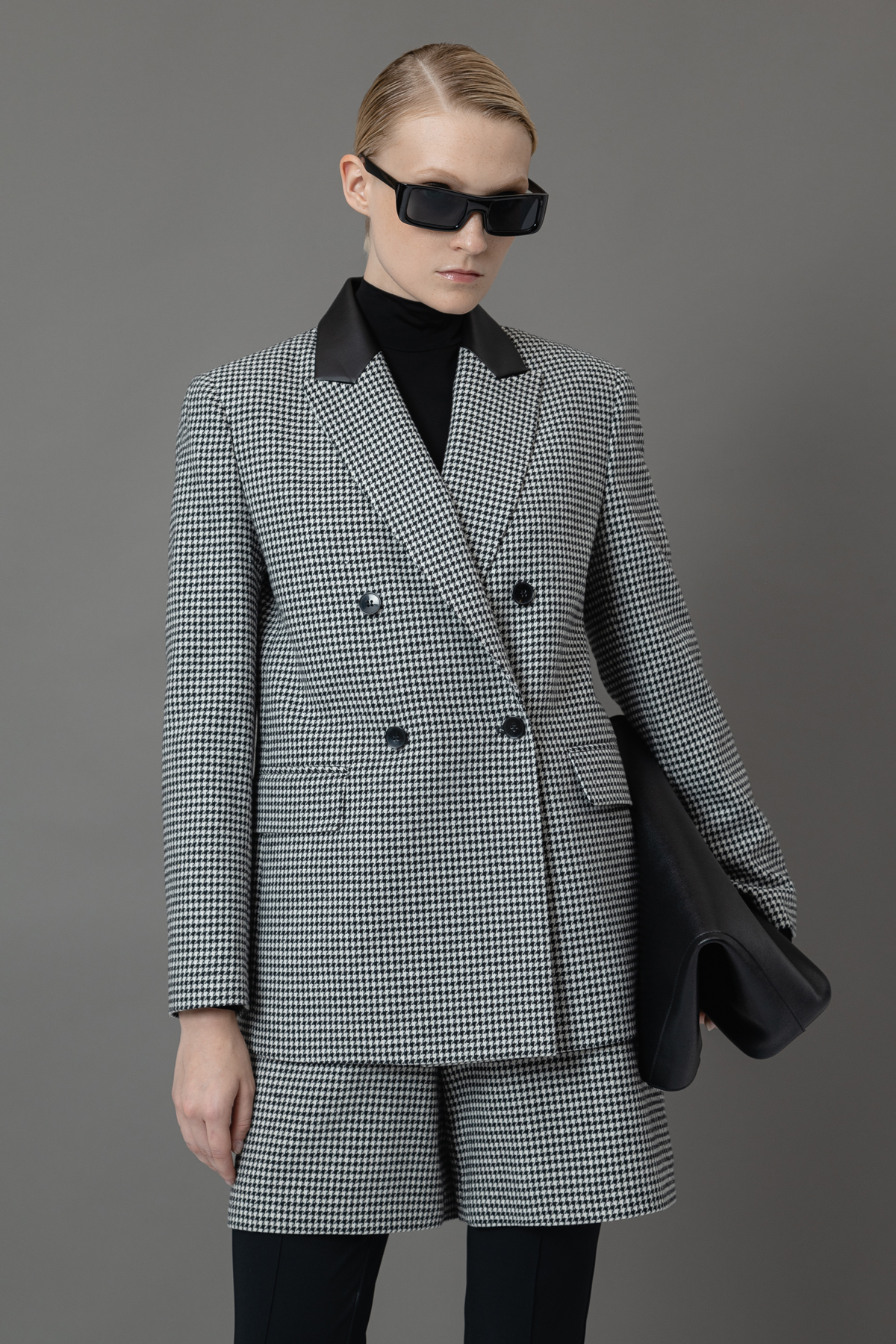 Двубортный жакет в гусиную лапку VASSA&Co, пол female, цвет Black
