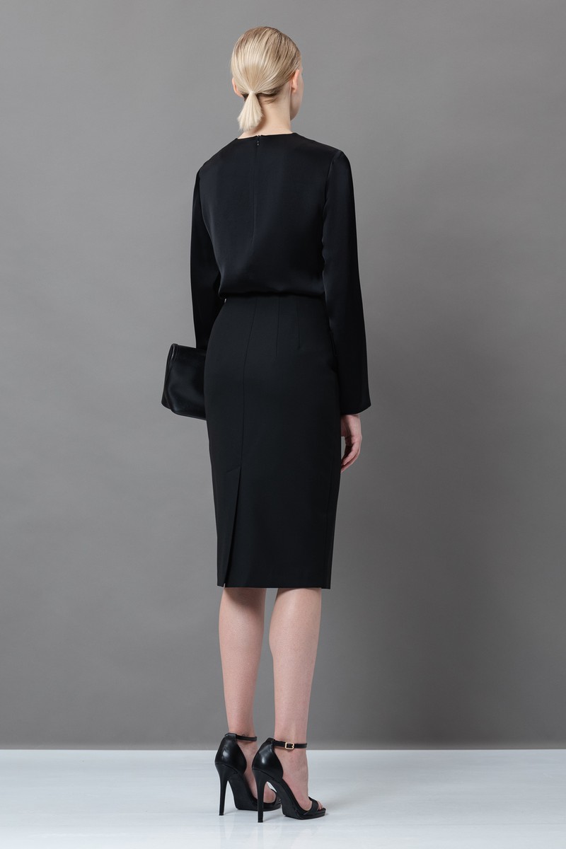 Юбка с асимметричным разрезом VASSA&Co, пол женский, цвет черный, фото №3