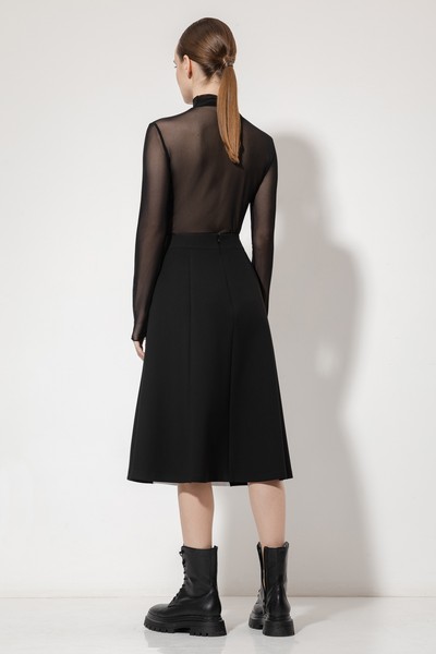 Юбка с хлопком VASSA&Co, пол женский, цвет черный, фото №4