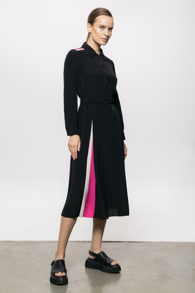 Платье A-силуэта с поясом VASSA&Co, пол женский, цвет черный, фото №2