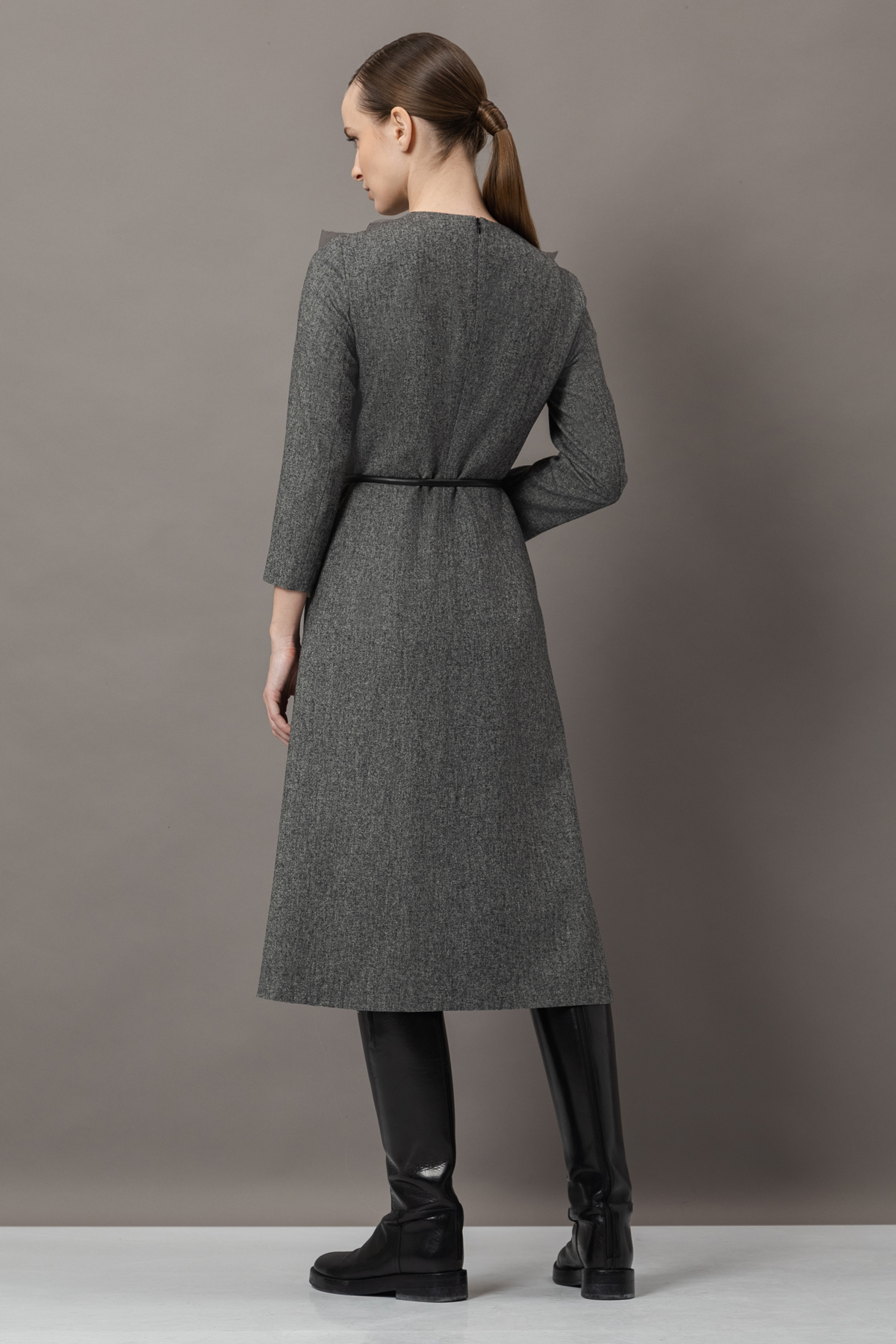 Платье с деталями из сетки VASSA&Co, пол женский, цвет серый