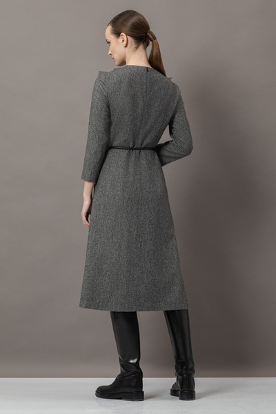 Платье с деталями из сетки VASSA&Co, пол female, цвет серый, фото №5