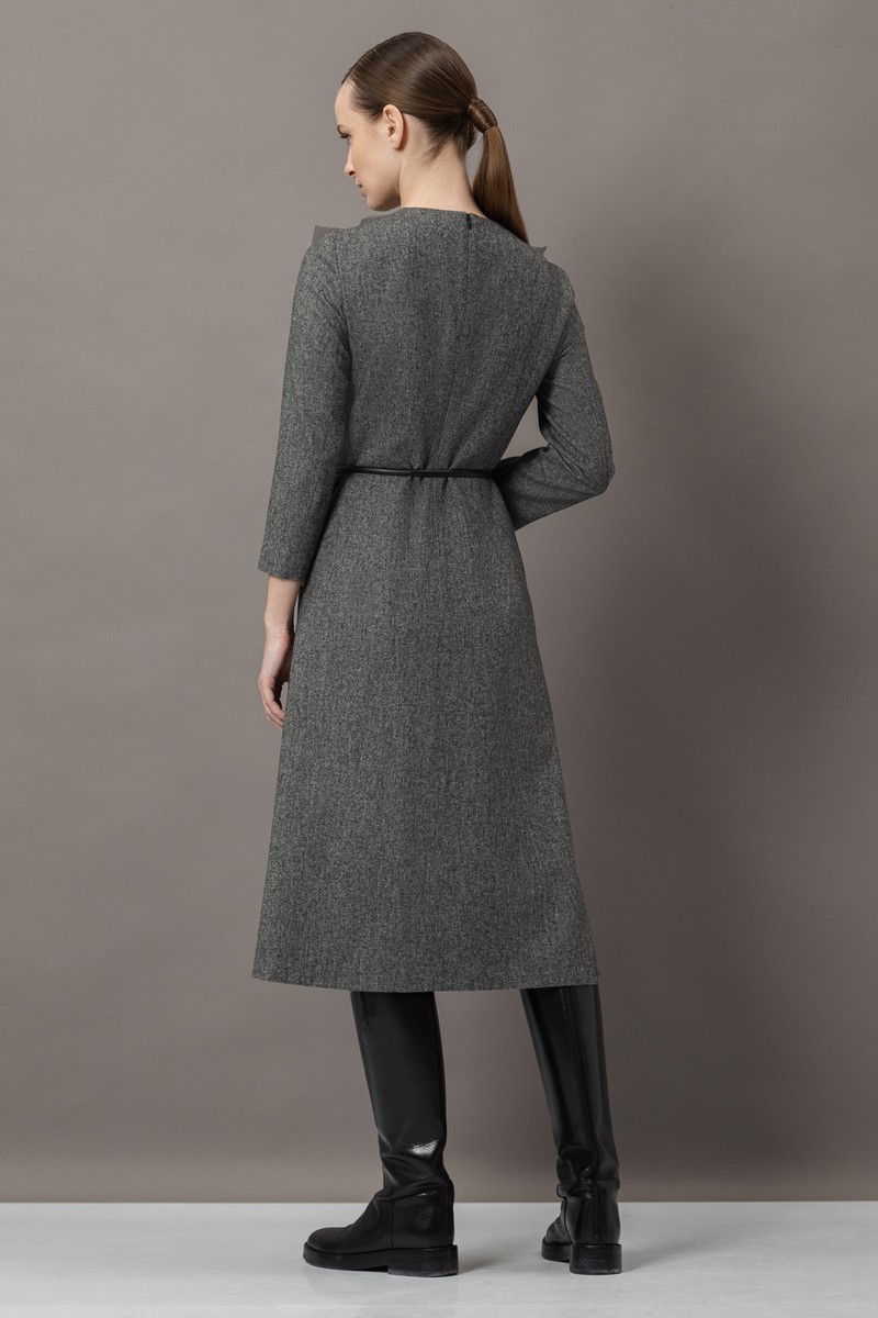 Платье с деталями из сетки VASSA&Co, пол женский, цвет серый, фото №5