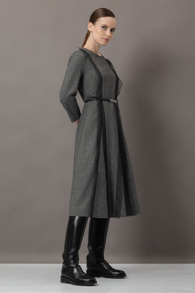 Платье с деталями из сетки VASSA&Co, пол female, цвет серый, фото №4